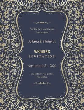 Wedding  Invitation  with baroque pattern Stock Illustration
