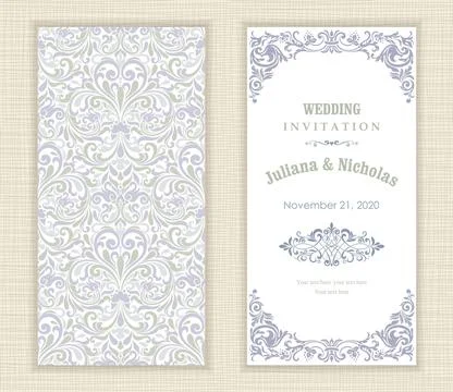 Wedding  Invitation  with baroque pattern Stock Illustration