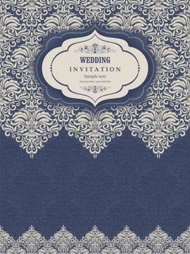 Wedding  Invitation  with baroque pattern Stock Illustration