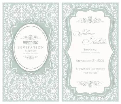 Wedding  Invitation  with baroque pattern Stock Illustration