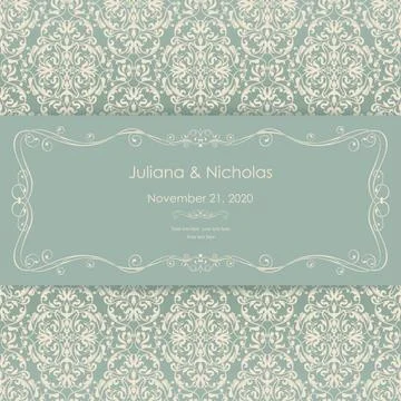 Wedding  Invitation  with baroque pattern Stock Illustration