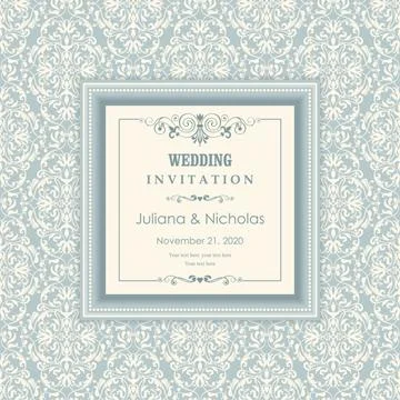 Wedding  Invitation  with baroque pattern Stock Illustration