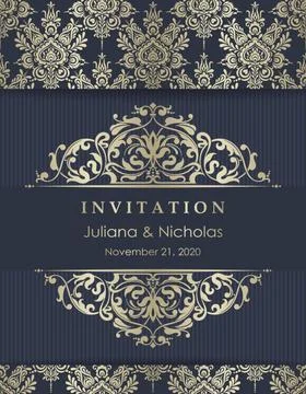 Wedding  Invitation  with baroque pattern Stock Illustration