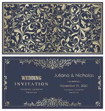 Wedding  Invitation  with baroque pattern Stock Illustration