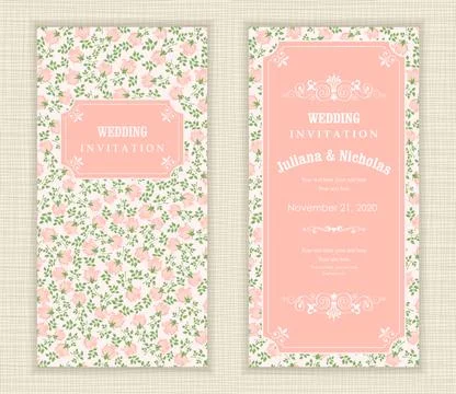 Wedding  Invitation  with baroque pattern Stock Illustration