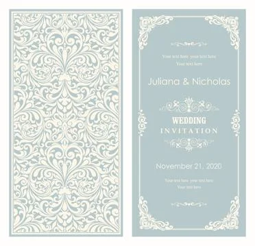 Wedding  Invitation  with baroque pattern Stock Illustration