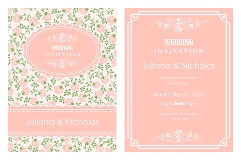 Wedding  Invitation  with baroque pattern Stock Illustration