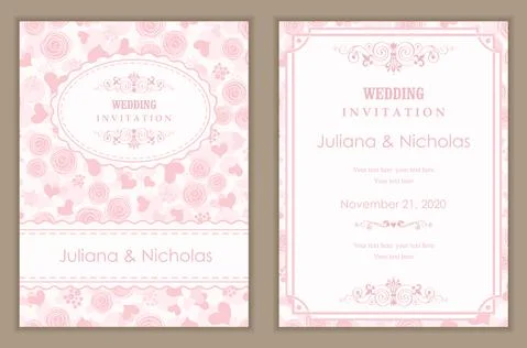 Wedding  Invitation  with baroque pattern Stock Illustration