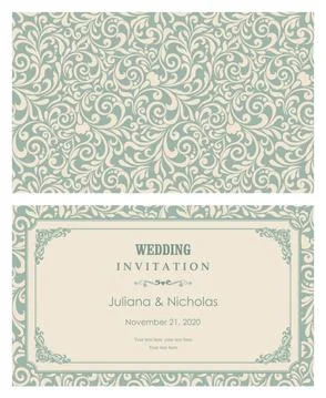 Wedding  Invitation  with baroque pattern Stock Illustration
