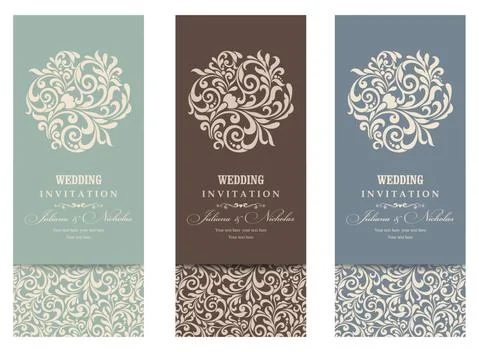 Wedding  Invitation  with baroque pattern Stock Illustration