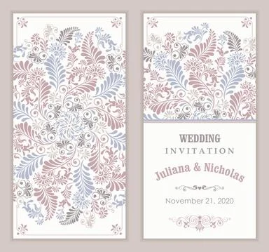 Wedding  Invitation  with baroque pattern Stock Illustration