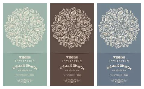 Wedding  Invitation  with baroque pattern Stock Illustration