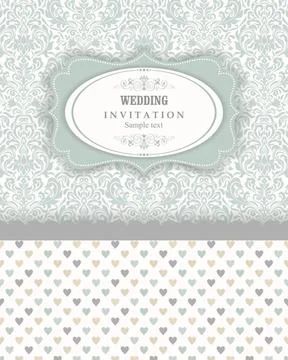 Wedding  Invitation  with baroque pattern Stock Illustration