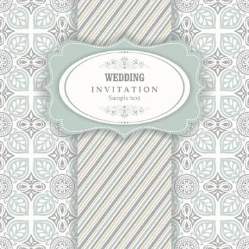Wedding  Invitation  with baroque pattern Stock Illustration