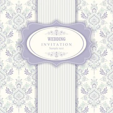 Wedding  Invitation  with baroque pattern Stock Illustration
