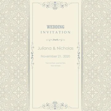 Wedding  Invitation  with baroque pattern Stock Illustration