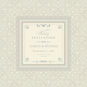 Wedding  Invitation  with baroque pattern Stock Illustration