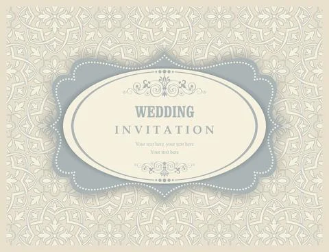 Wedding  Invitation  with baroque pattern Stock Illustration