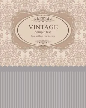 Wedding  Invitation  with baroque pattern Illustrazione stock