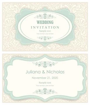 Wedding  Invitation  with baroque pattern Stock Illustration