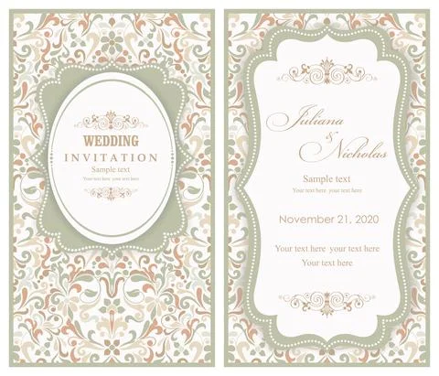 Wedding  Invitation  with baroque pattern Stock Illustration