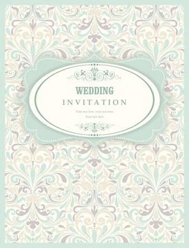 Wedding  Invitation  with baroque pattern Stock Illustration