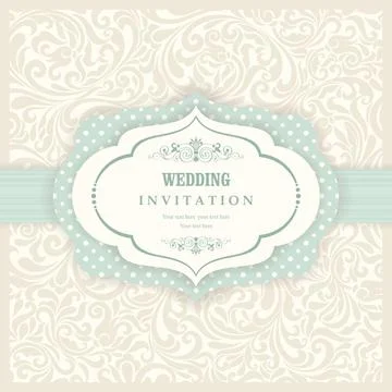 Wedding  Invitation  with baroque pattern Stock Illustration