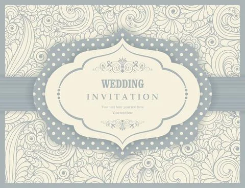 Wedding  Invitation  with baroque pattern Stock Illustration