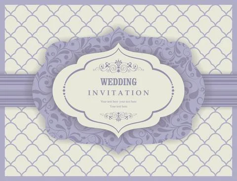 Wedding  Invitation  with baroque pattern Stock Illustration