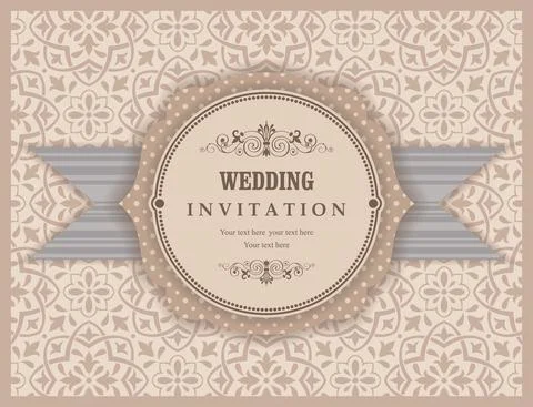 Wedding  Invitation  with baroque pattern Stock Illustration