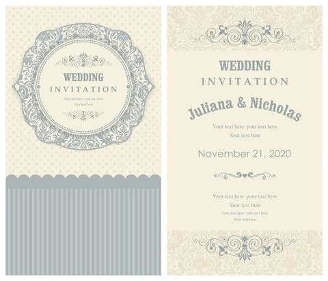 Wedding  Invitation  with baroque pattern Illustrazione stock
