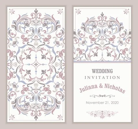 Wedding  Invitation  with baroque pattern Stock Illustration