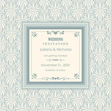 Wedding  Invitation  with baroque pattern Stock Illustration