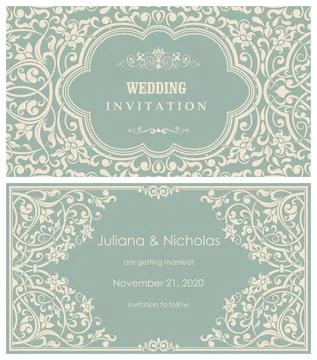 Wedding  Invitation  with baroque pattern Stock Illustration