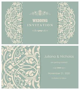 Wedding  Invitation  with baroque pattern Stock Illustration