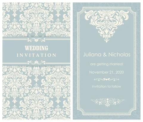Wedding  Invitation  with baroque pattern Stock Illustration