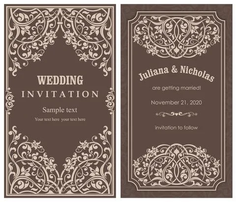 Wedding  Invitation  with baroque pattern Stock Illustration