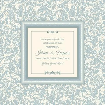 Wedding  Invitation  with baroque pattern Stock Illustration