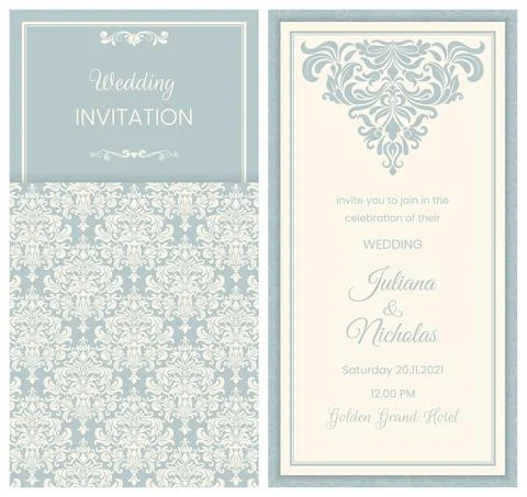 Wedding  Invitation  with baroque pattern Stock Illustration