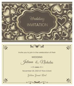Wedding  Invitation  with baroque pattern Stock Illustration