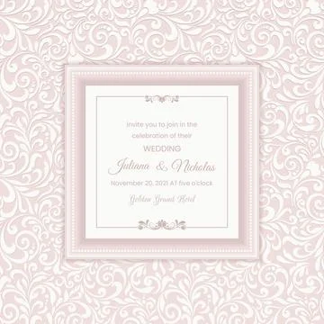 Wedding  Invitation  with baroque pattern Stock Illustration