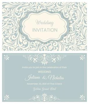 Wedding  Invitation  with baroque pattern Stock Illustration
