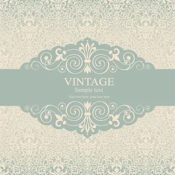 Wedding  Invitation  with baroque pattern Stock Illustration