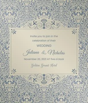 Wedding  Invitation  with baroque pattern Stock Illustration