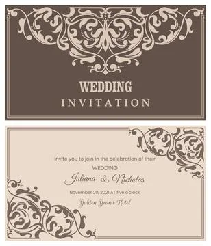 Wedding  Invitation  with baroque pattern Stock Illustration