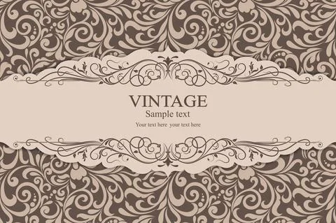 Wedding  Invitation  with baroque pattern Stock Illustration