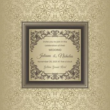 Wedding  Invitation  with baroque pattern Stock Illustration