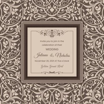 Wedding  Invitation  with baroque pattern Stock Illustration