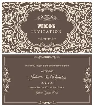 Wedding  Invitation  with baroque pattern Stock Illustration