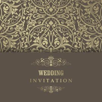 Wedding  Invitation  with baroque pattern Stock Illustration